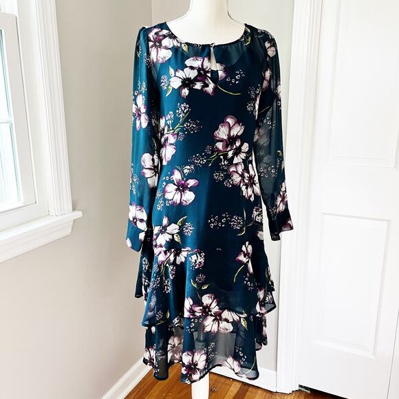 Cupcakes and Cashmere Chiffon Tiered Floral Midi Dress - Picture 1 of 8